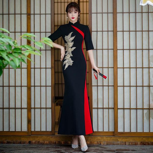 ethnic clothing appliques floral rayon embroidery female qipao vintage cheongsam chinese style mandarin collar evening party dress gown, Red
ethnic clothing appliques floral rayon embroidery female qipao vintage cheongsam chinese style mandarin collar evening party dress gown, Red