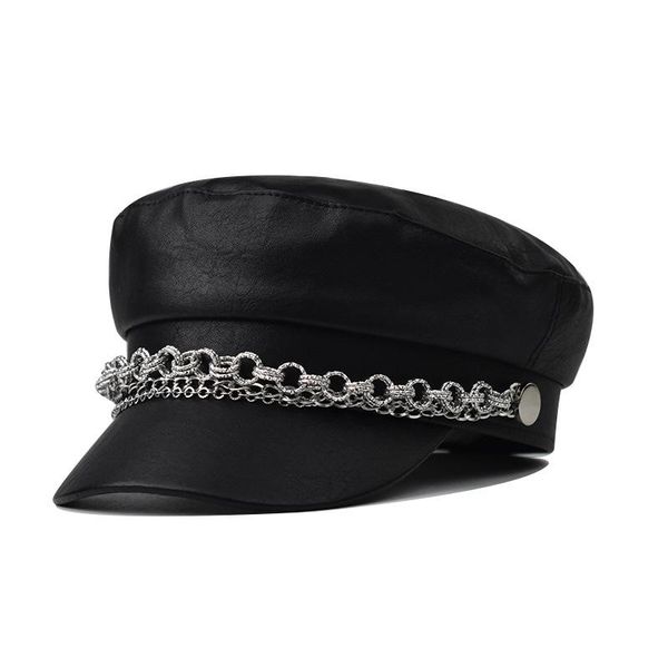 berets silver chain pu beret leather octagonal hat all-match crocodile army autumn and winter outdoor, Blue;gray
berets silver chain pu beret leather octagonal hat all-match crocodile army autumn and winter outdoor, Blue;gray