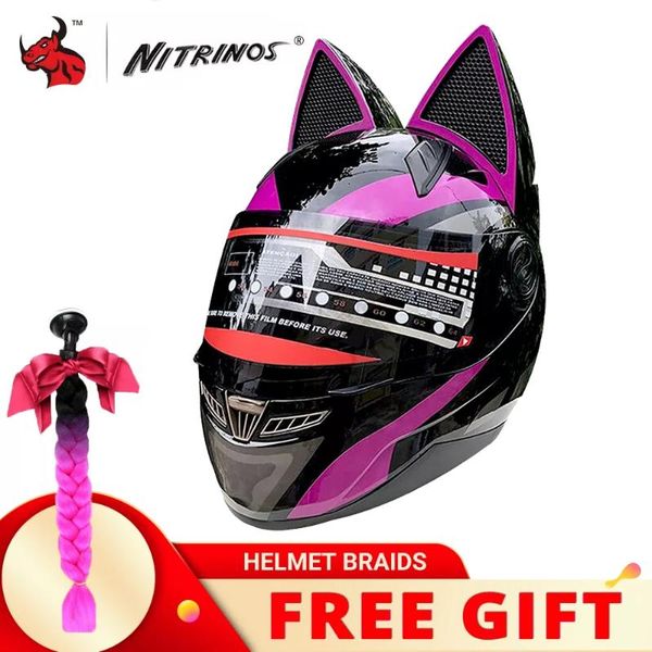 motorcycle helmets nitrinos helmet full face casco moto breathable motocross with removalbe cat ears streamlined for woman
motorcycle helmets nitrinos helmet full face casco moto breathable motocross with removalbe cat ears streamlined for woman