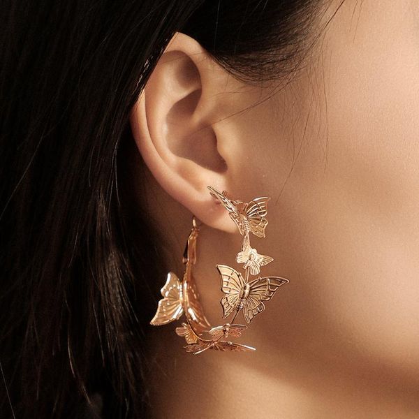 hoop & huggie personality 3d metal butterfly earrings for women's exaggeration flower party jewelry fashion accessories, Golden;silver
hoop & huggie personality 3d metal butterfly earrings for women's exaggeration flower party jewelry fashion accessories, Golden;silver