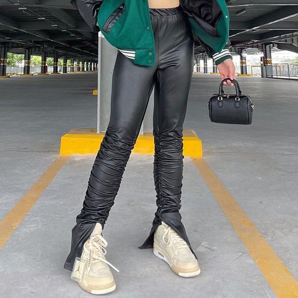 women's pants & capris faux pu leather women side split skinny slim bodycon high waist tight trouser black fashion fall 2021 clothing f, Black;white
women's pants & capris faux pu leather women side split skinny slim bodycon high waist tight trouser black fashion fall 2021 clothing f, Black;white