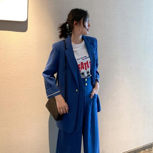 women's suits & blazers fashion pants suit female summe high-end blue double breasted casual loose + wide leg women work clothes, White;black
women's suits & blazers fashion pants suit female summe high-end blue double breasted casual loose + wide leg women work clothes, White;black