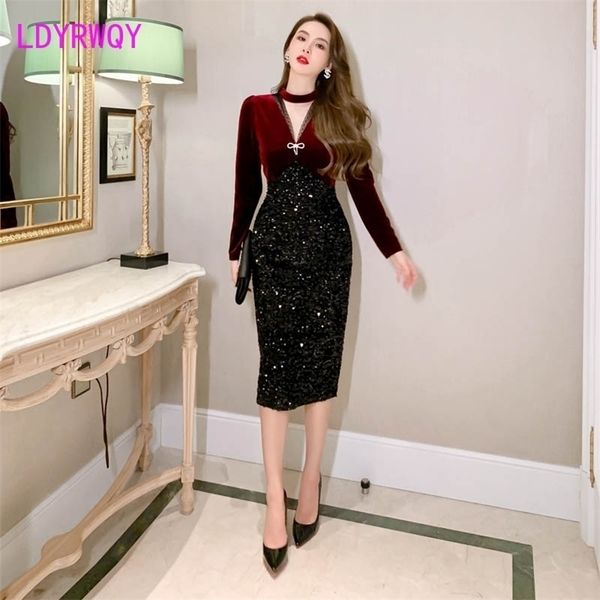spring retro velvet patchwork slim sequin dress polyester office lady sheath solid 210416, Black;gray
spring retro velvet patchwork slim sequin dress polyester office lady sheath solid 210416, Black;gray