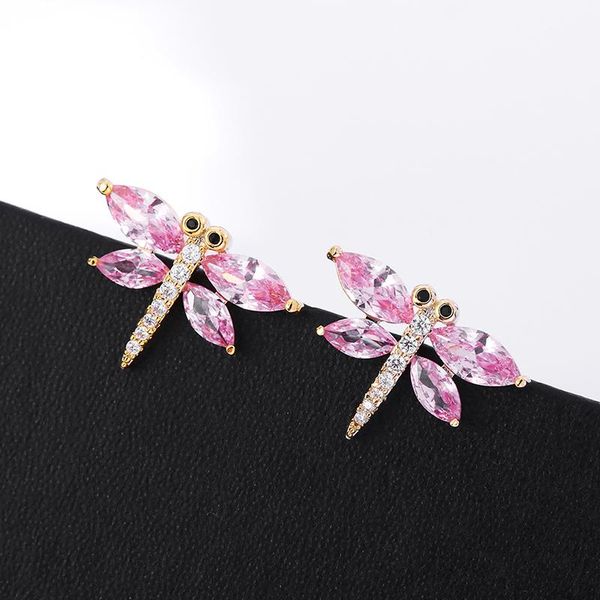 cytheria luxury delicate pink crystal rhinestone dragonfly stud earrings for women party jewelry gifts, Golden;silver
cytheria luxury delicate pink crystal rhinestone dragonfly stud earrings for women party jewelry gifts, Golden;silver