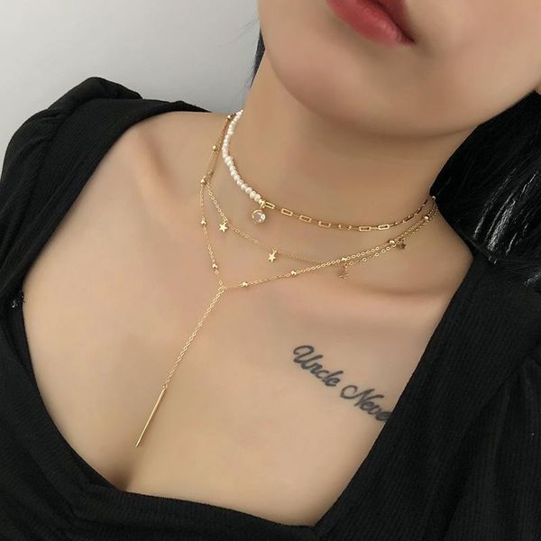 bangle s925 sterling silver simple double-layer star short necklace women's tassel clavicle chain, Black
bangle s925 sterling silver simple double-layer star short necklace women's tassel clavicle chain, Black