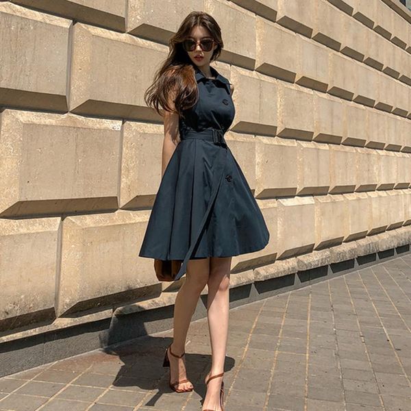 summer sleeveless turn-down collar dress women fashion ol office lady mini dresses casual, Black;gray
summer sleeveless turn-down collar dress women fashion ol office lady mini dresses casual, Black;gray
