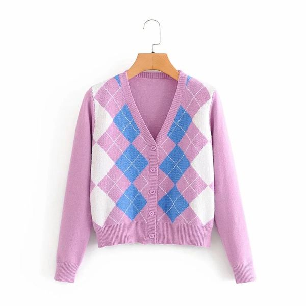 women's cardigan vintage stylish geometric pattern short knitted sweaters fashion long sleeve england style chic outerwear 210521, White
women's cardigan vintage stylish geometric pattern short knitted sweaters fashion long sleeve england style chic outerwear 210521, White