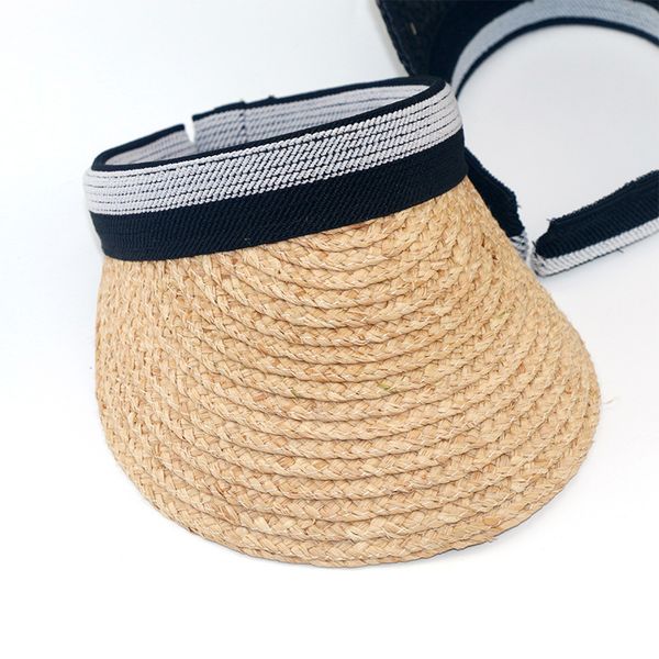 spring and summer lafite straw empty travel no sunscreen sunshade hat female, Blue;gray
