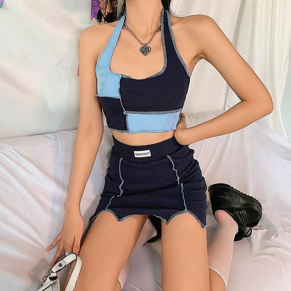 skirts 2021 summer women's 2 piece sets outfits sleeveless patchwork color block halter crop and mini skirt set y2k, Black
skirts 2021 summer women's 2 piece sets outfits sleeveless patchwork color block halter crop and mini skirt set y2k, Black