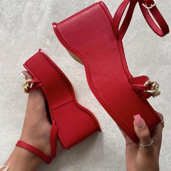 dress shoes platform sandals women 2021 summer ladies high heels thick-soled women's metal chain buckle wedge heel pumps, Black
dress shoes platform sandals women 2021 summer ladies high heels thick-soled women's metal chain buckle wedge heel pumps, Black
