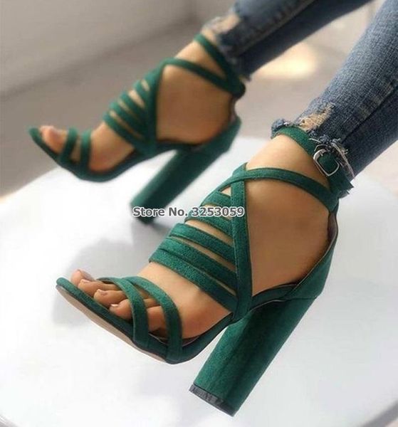 women fabulous green black suede chunky heel sandals cross strappy cage shoes cut-out ankle buckle strap pumps on sale
women fabulous green black suede chunky heel sandals cross strappy cage shoes cut-out ankle buckle strap pumps on sale