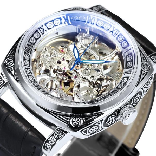 wristwatches fashion square skeleton watch for men mechanical automatic engraved vintage case leather strap, Slivery;brown
wristwatches fashion square skeleton watch for men mechanical automatic engraved vintage case leather strap, Slivery;brown