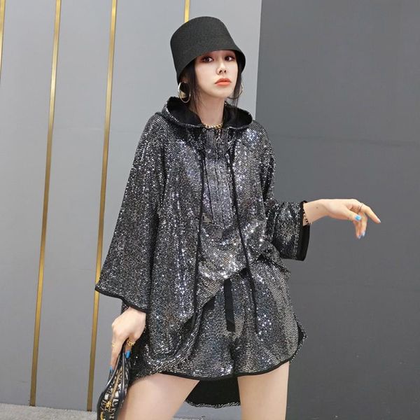 women's tracksuits european station 2021 summer fashion suit korean hooded jacket shorts casual two-piece personality, Gray
women's tracksuits european station 2021 summer fashion suit korean hooded jacket shorts casual two-piece personality, Gray
