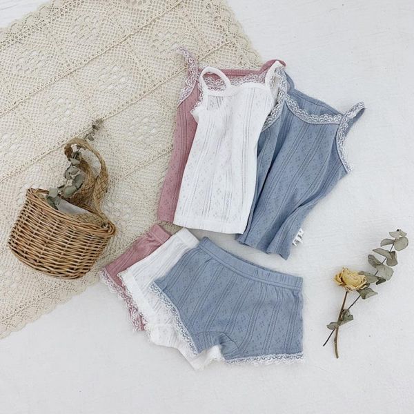 pajamas summer toddler baby girls set solid sleeveless camisole vest shorts 2pcs lace outfit kids sleepwear cotton home clothes, Blue;red
pajamas summer toddler baby girls set solid sleeveless camisole vest shorts 2pcs lace outfit kids sleepwear cotton home clothes, Blue;red
