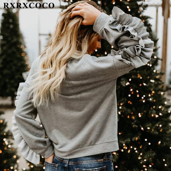 women's hoodies & sweatshirts sweatshirt women ruffle long sleeves oversize female autumn winter casual clothes gray oversized ywob, Black
women's hoodies & sweatshirts sweatshirt women ruffle long sleeves oversize female autumn winter casual clothes gray oversized ywob, Black