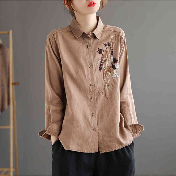 johnature women linen embroidery shirts vintage full sleeve turn-down collar blouses spring button casual shirts 210521, White
johnature women linen embroidery shirts vintage full sleeve turn-down collar blouses spring button casual shirts 210521, White