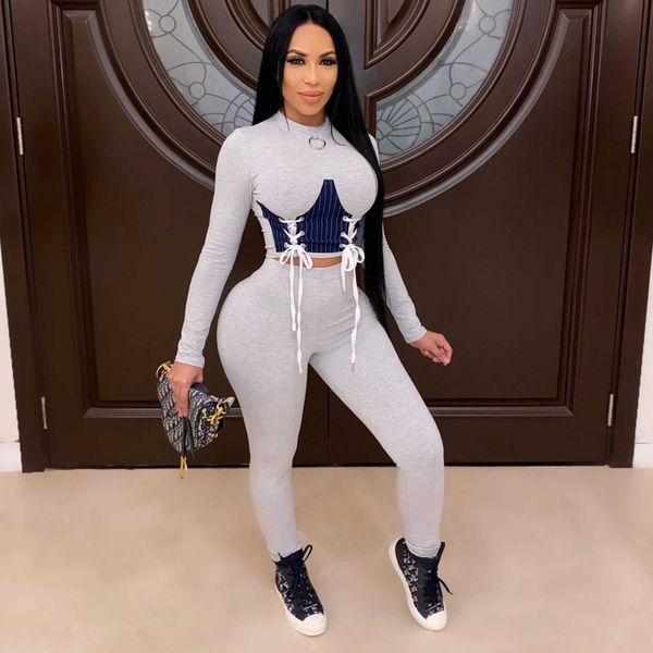 fall 2 two piece set women outfits cross bandage shirt long sleeve crop joggers pants women matching sets tracksuits clothes 210709, White
fall 2 two piece set women outfits cross bandage shirt long sleeve crop joggers pants women matching sets tracksuits clothes 210709, White