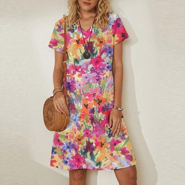 printing short sleeve knee length womens dresses v neck art design plus size casual 5xl summer lady streetwear vestidos, Black;gray 
printing short sleeve knee length womens dresses v neck art design plus size casual 5xl summer lady streetwear vestidos, Black;gray