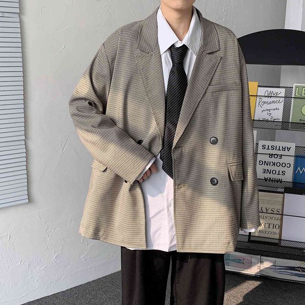 men's suits & blazers vintage men's jackets, khaki microplaid jacket with double breasted boxy button, spring thin, clothing size, White;black
men's suits & blazers vintage men's jackets, khaki microplaid jacket with double breasted boxy button, spring thin, clothing size, White;black