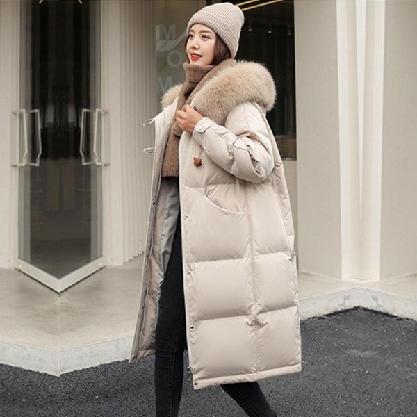 women's down & parkas e winter 90 white duck jacket fur collar fashion korean long thin over the knee, Black
women's down & parkas e winter 90 white duck jacket fur collar fashion korean long thin over the knee, Black