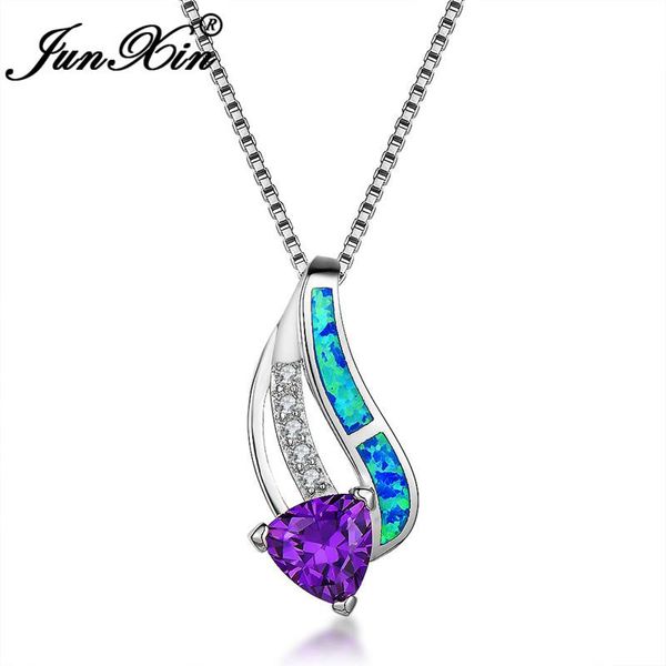 pendant necklaces junxin white gold filled purple triangle stone blue fire opal for women rainbow birthstone choker cz, Silver
pendant necklaces junxin white gold filled purple triangle stone blue fire opal for women rainbow birthstone choker cz, Silver