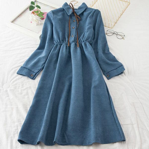sweet college style corduroy dress women french long sleeve elastic waist vestidos autumn solid holiday a-line casual dresses, Black;gray
sweet college style corduroy dress women french long sleeve elastic waist vestidos autumn solid holiday a-line casual dresses, Black;gray