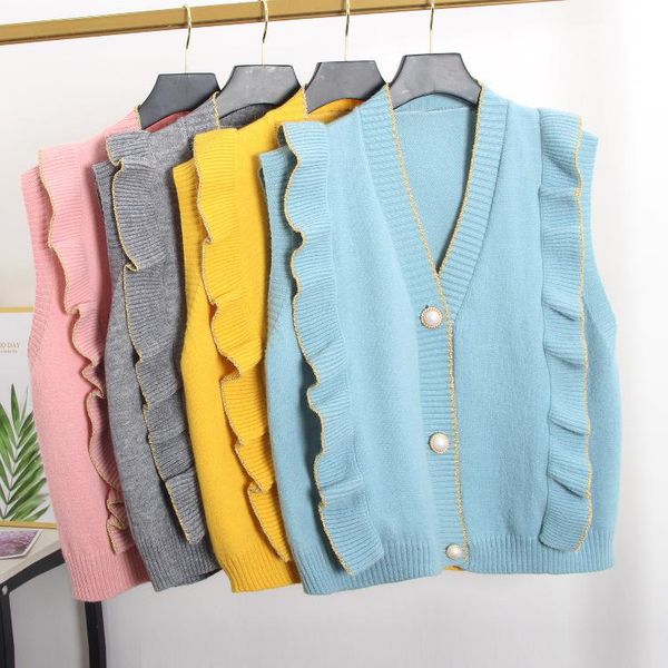 women's vests sleeveless v neck knitted cardigans vest for women 2021 y2k autumn winter fashion basic beige loose sweater, Black;white 
women's vests sleeveless v neck knitted cardigans vest for women 2021 y2k autumn winter fashion basic beige loose sweater, Black;white