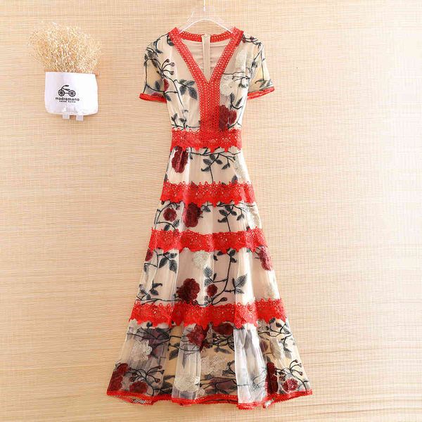 dress high-end summer v-neck women royal embroidery stitching lace layered retro elegant lady slim party dress s-xl, Black;gray 
dress high-end summer v-neck women royal embroidery stitching lace layered retro elegant lady slim party dress s-xl, Black;gray