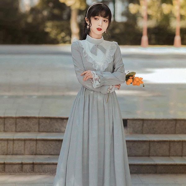 casual dresses the french literature and art is retro. british court style girdle waist shows a thin foreign skirt checkered girl, Black;gray
casual dresses the french literature and art is retro. british court style girdle waist shows a thin foreign skirt checkered girl, Black;gray