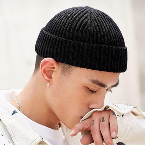 cycling caps & masks men fashion knitted hats boy skullcap male beanie winter retro brimless baggy melon cap cuff docker fisherman accessori, Black 
cycling caps & masks men fashion knitted hats boy skullcap male beanie winter retro brimless baggy melon cap cuff docker fisherman accessori, Black