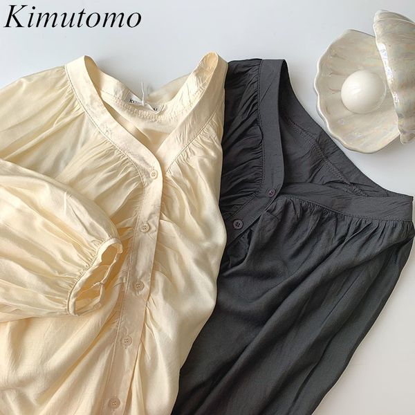 kimutomo elegant solid shirt summer women's korean v-neck long-sleeved chic loose blouse girls breasted fashion 210521, White
kimutomo elegant solid shirt summer women's korean v-neck long-sleeved chic loose blouse girls breasted fashion 210521, White