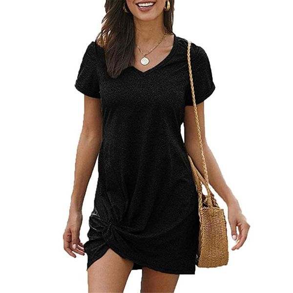 women's swimwear summer casual loose boho beach dress fashion solid color tie the knot v-neck short sleeves leisure sundress, White;black
women's swimwear summer casual loose boho beach dress fashion solid color tie the knot v-neck short sleeves leisure sundress, White;black