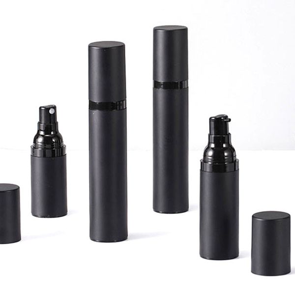 luxury empty matte plastic airless cosmetic lotion pump bottle black 15ml 30 ml 50ml