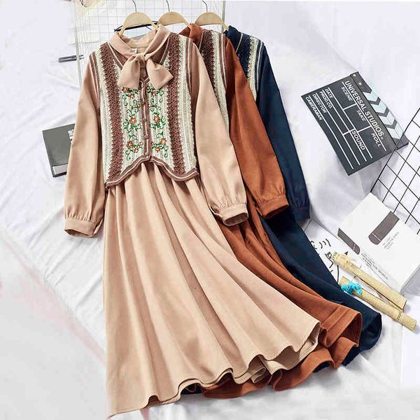 skirts 2021 spring 2 piece of vintage bow to neck solid sleeve length national wind vest two sets, Black
skirts 2021 spring 2 piece of vintage bow to neck solid sleeve length national wind vest two sets, Black