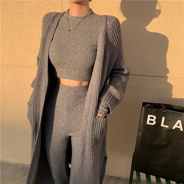 women's two piece pants casual autumn winter o neck long sleeve grey sweater knitted shirt v cardigan coat slim black pant knitting 3pi, White
women's two piece pants casual autumn winter o neck long sleeve grey sweater knitted shirt v cardigan coat slim black pant knitting 3pi, White