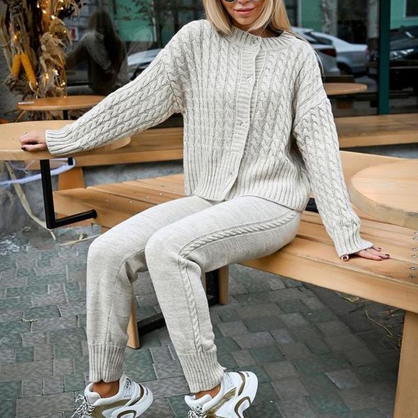 women's two piece pants xmax fashion casual loose solid knitted suits women elegant straight full length suit twist cardigan ladies, White
women's two piece pants xmax fashion casual loose solid knitted suits women elegant straight full length suit twist cardigan ladies, White