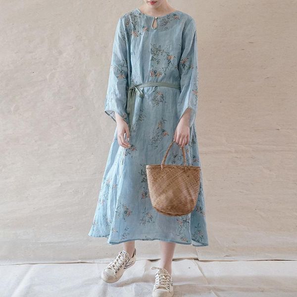 casual dresses johnature women vintage print floral belt ramie o-neck seven sleeve 2021 summer chinese style original female dress, Black;gray
casual dresses johnature women vintage print floral belt ramie o-neck seven sleeve 2021 summer chinese style original female dress, Black;gray
