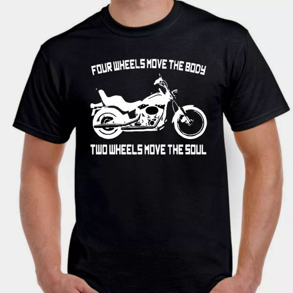 Four wheels move the body 2 wheels move soul Biker motorcycle Bike T shirt tee, White;black
Four wheels move the body 2 wheels move soul Biker motorcycle Bike T shirt tee, White;black