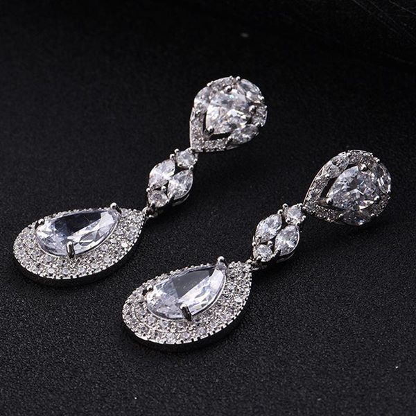clip-on & screw back luxury round water drop non pierced cz wedding earrings clip on long earring without piercing, Silver
clip-on & screw back luxury round water drop non pierced cz wedding earrings clip on long earring without piercing, Silver