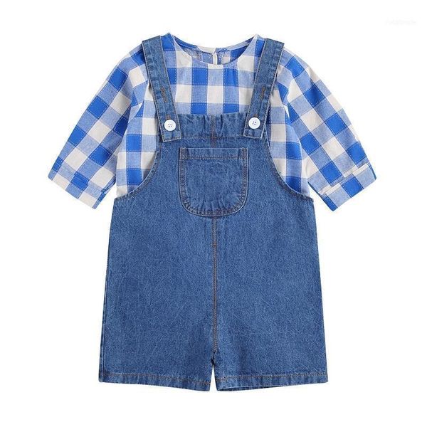 clothing sets 0-3y kids baby boy girl long sleeve plaid t-shirt denim suspender pant overalls 2pcs set1, White
clothing sets 0-3y kids baby boy girl long sleeve plaid t-shirt denim suspender pant overalls 2pcs set1, White