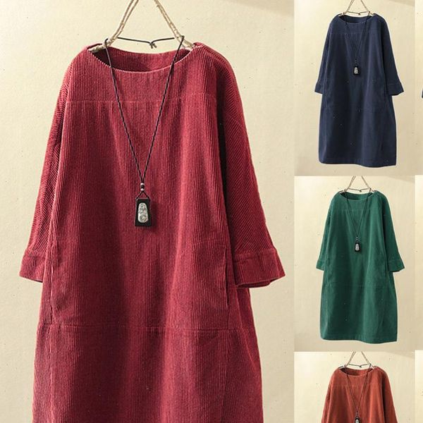 womens dress clothing plus size 5xl spring autumn solid color long sleeve o neck corduroy pockets loose midi party dresses, Black;gray
womens dress clothing plus size 5xl spring autumn solid color long sleeve o neck corduroy pockets loose midi party dresses, Black;gray
