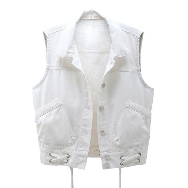 women's vests summer denim vest women short 2021 fashion lace up big pocket sleeveless jacket plus size slim waistcoat g218, Black;white
women's vests summer denim vest women short 2021 fashion lace up big pocket sleeveless jacket plus size slim waistcoat g218, Black;white