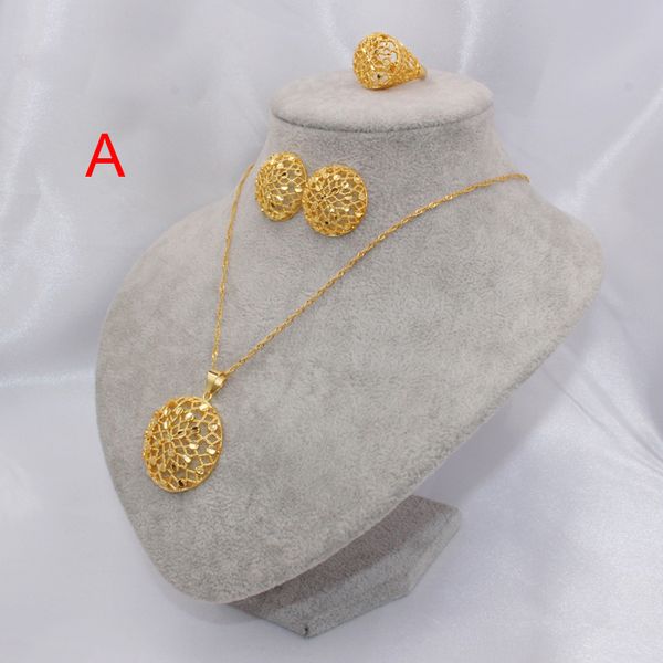 ethiopia 18k gold color dubai jewelry sets women african hollow party wedding necklace and earrings ring sets 45cm pendant gifts, Black
ethiopia 18k gold color dubai jewelry sets women african hollow party wedding necklace and earrings ring sets 45cm pendant gifts, Black