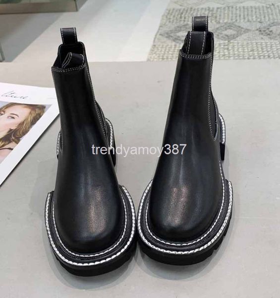 boots liu wen's same ins bid shoes chelsea short boots autumn and winter cowhide round head wide brim thick soled women's, Black
boots liu wen's same ins bid shoes chelsea short boots autumn and winter cowhide round head wide brim thick soled women's, Black