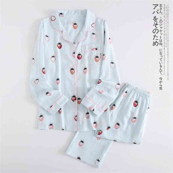fresh 100% gauze cotton pajamas sets women spring summer japanese kawaii strawberry homewear casual long-sleeve women sleepwear 210924, Black;red
fresh 100% gauze cotton pajamas sets women spring summer japanese kawaii strawberry homewear casual long-sleeve women sleepwear 210924, Black;red