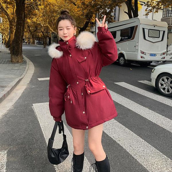 women's down & parkas plus size winter coat women plush 2021 the korean version draw back fashion big fur collar mid-length cotton, Black
women's down & parkas plus size winter coat women plush 2021 the korean version draw back fashion big fur collar mid-length cotton, Black