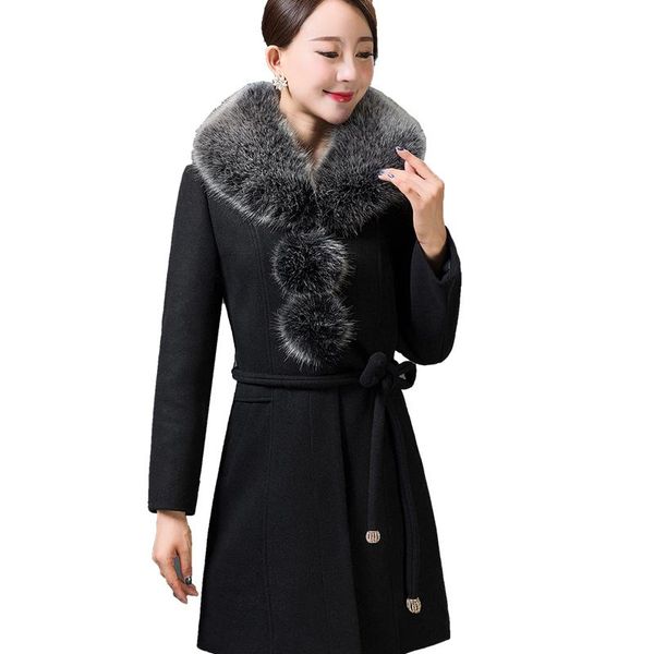 women's wool & blends 2021 loose large size woolen women coat winter fashion fur collar long thick warm paddle ladies jacket5x, Black
women's wool & blends 2021 loose large size woolen women coat winter fashion fur collar long thick warm paddle ladies jacket5x, Black