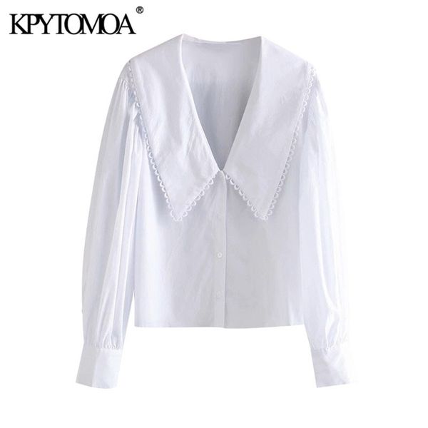 women sweet fashion with embellished trim loose blouses vintage long sleeve button-up female shirts chic 210421, White
women sweet fashion with embellished trim loose blouses vintage long sleeve button-up female shirts chic 210421, White