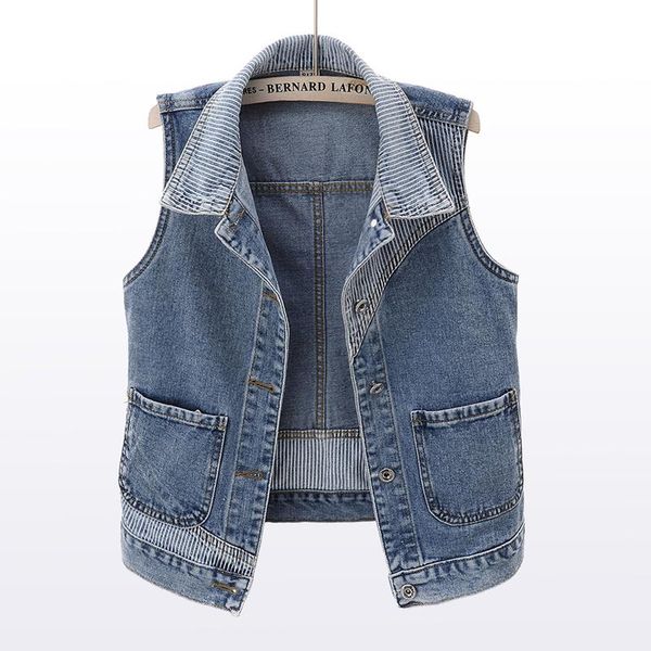 women's vests korean striped splicing denim vest women vintage blue waistcoat short sleeveless jacket coat summer big pocket jeans fema, Black;white
women's vests korean striped splicing denim vest women vintage blue waistcoat short sleeveless jacket coat summer big pocket jeans fema, Black;white