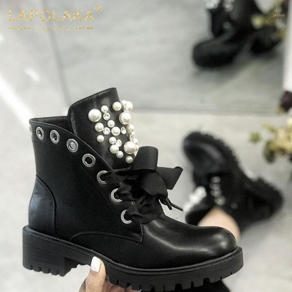 lapolaka fashion shoes women pearls chunky heels comfortable soft fake leather ankle boots1, Black
lapolaka fashion shoes women pearls chunky heels comfortable soft fake leather ankle boots1, Black